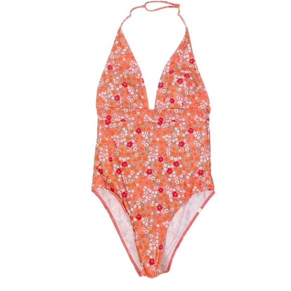 New! Summersalt Orchid Ditsy Floral The Halter Plunge One-Piece Swimsuit - Picture 3 of 6